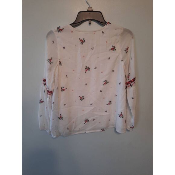 Abercrombie Kids Girls Blouse size13/14 White Red Long Sleeve Boho - Picture 4 of 4